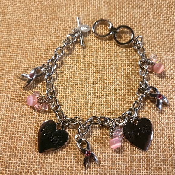 Cookie Lee Women's Official Breast Cancer 🎀 Charm Bracelet ✨️ NWOT - Picture 3 of 10